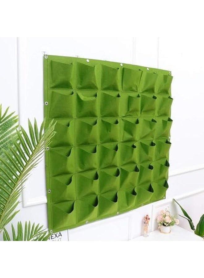 اكياس زراعة عمودية على الحائط، 100 × 100 سم، 36 جيب، اصيص نباتات معلق على الحائط للاماكن المغلقة والمفتوحة، اكياس زراعة عمودية للزهور الخضراء للفناء والحديقة والخضروات والزهور العصارية - Image 2